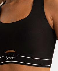 Wirefree Padded Soft Touch Microfiber Elastane Full Coverage Bonded Tech Slip-On Bra with 360 Degree Stretch - Black