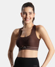 Wirefree Padded Soft Touch Microfiber Elastane Full Coverage Bonded Tech Slip-On Bra with 360 Degree Stretch - Chicory Coffee