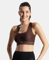 Wirefree Padded Soft Touch Microfiber Elastane Full Coverage Bonded Tech Slip-On Bra with 360 Degree Stretch - Chicory Coffee