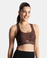 Wirefree Padded Soft Touch Microfiber Elastane Full Coverage Bonded Tech Slip-On Bra with 360 Degree Stretch - Chicory Coffee