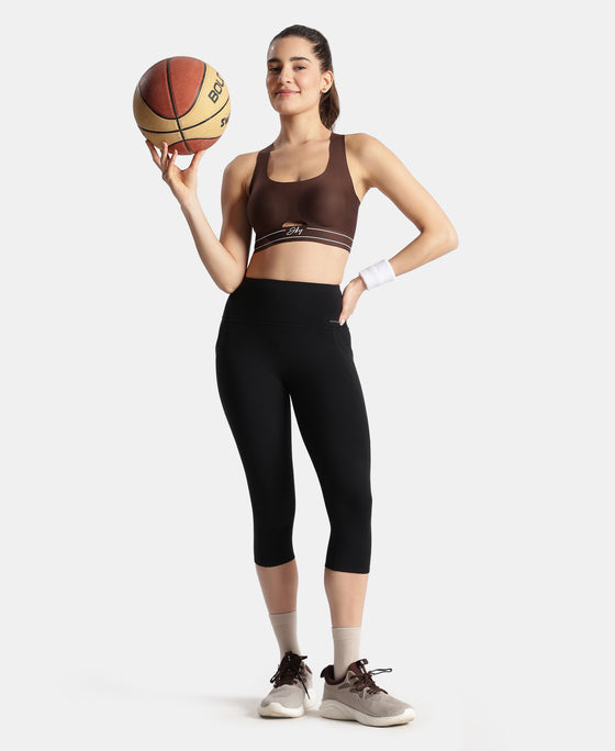 Wirefree Padded Soft Touch Microfiber Elastane Full Coverage Bonded Tech Slip-On Bra with 360 Degree Stretch - Chicory Coffee