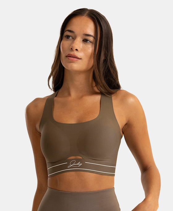 Wirefree Padded Soft Touch Microfiber Elastane Full Coverage Bonded Tech Slip-On Bra with 360 Degree Stretch - Green