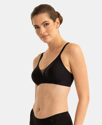 Wirefree Padded Soft Touch Microfiber Elastane Medium Coverage Bonded Tech T-Shirt Bra with Reinforced Side Support - Black