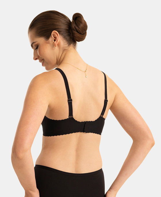 Wirefree Padded Soft Touch Microfiber Elastane Medium Coverage Bonded Tech T-Shirt Bra with Reinforced Side Support - Black