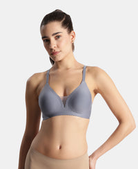 Wirefree Padded Soft Touch Microfiber Elastane Medium Coverage Bonded Tech T-Shirt Bra with Reinforced Side Support - Folk Stone Gray
