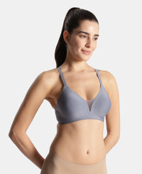 Wirefree Padded Soft Touch Microfiber Elastane Medium Coverage Bonded Tech T-Shirt Bra with Reinforced Side Support - Folk Stone Gray