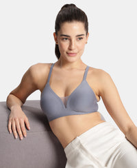 Wirefree Padded Soft Touch Microfiber Elastane Medium Coverage Bonded Tech T-Shirt Bra with Reinforced Side Support - Folk Stone Gray