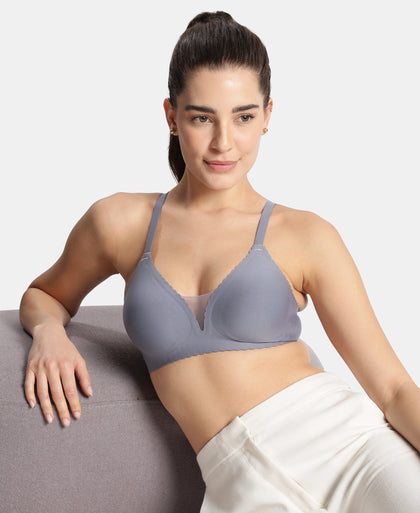 Wirefree Padded Soft Touch Microfiber Elastane Medium Coverage Bonded Tech T-Shirt Bra with Reinforced Side Support - Folk Stone Gray