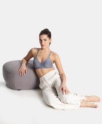 Wirefree Padded Soft Touch Microfiber Elastane Medium Coverage Bonded Tech T-Shirt Bra with Reinforced Side Support - Folk Stone Gray