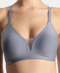 Wirefree Padded Soft Touch Microfiber Elastane Medium Coverage Bonded Tech T-Shirt Bra with Reinforced Side Support - Folk Stone Gray