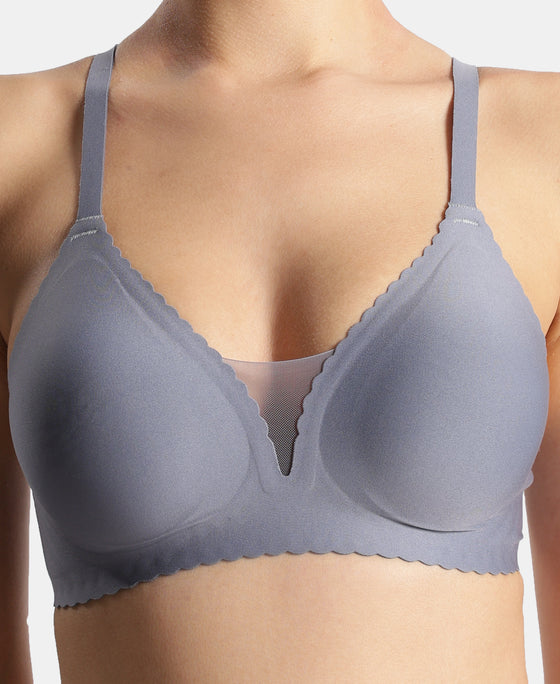Wirefree Padded Soft Touch Microfiber Elastane Medium Coverage Bonded Tech T-Shirt Bra with Reinforced Side Support - Folk Stone Gray