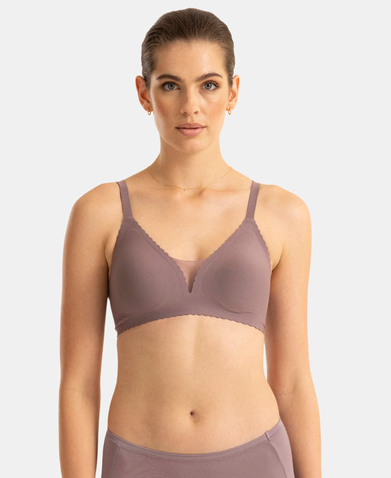 Wirefree Padded Soft Touch Microfiber Elastane Medium Coverage Bonded Tech T-Shirt Bra with Reinforced Side Support - Mauve