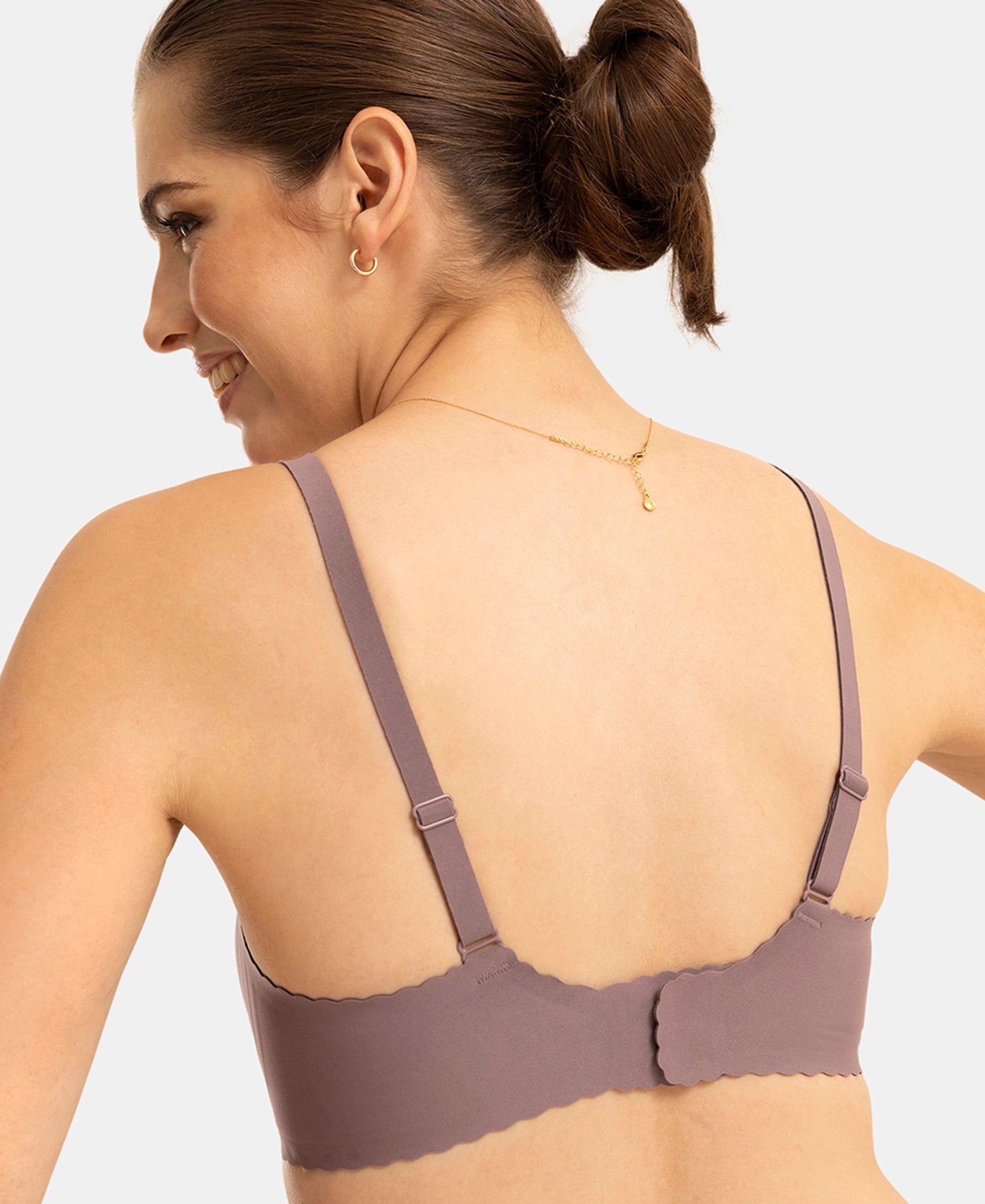 Wirefree Padded Soft Touch Microfiber Elastane Medium Coverage Bonded Tech T-Shirt Bra with Reinforced Side Support - Mauve