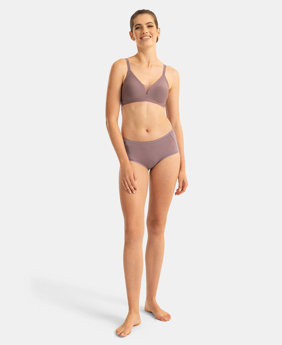 Wirefree Padded Soft Touch Microfiber Elastane Medium Coverage Bonded Tech T-Shirt Bra with Reinforced Side Support - Mauve