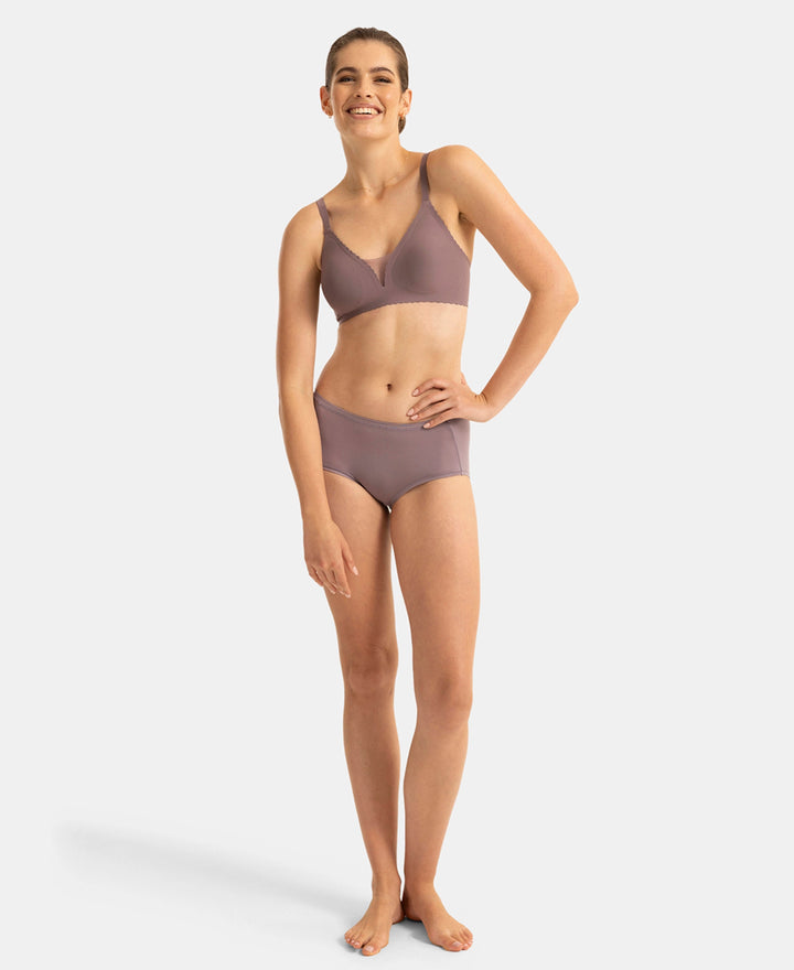 Wirefree Padded Soft Touch Microfiber Elastane Medium Coverage Bonded Tech T-Shirt Bra with Reinforced Side Support - Mauve