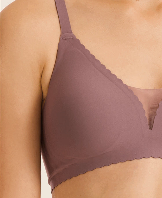 Wirefree Padded Soft Touch Microfiber Elastane Medium Coverage Bonded Tech T-Shirt Bra with Reinforced Side Support - Mauve