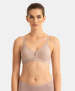Wirefree Padded Soft Touch Microfiber Elastane Medium Coverage Bonded Tech T-Shirt Bra with Reinforced Side Support - Oyster