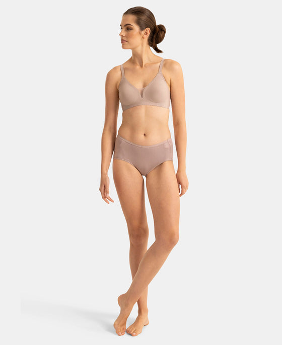 Wirefree Padded Soft Touch Microfiber Elastane Medium Coverage Bonded Tech T-Shirt Bra with Reinforced Side Support - Oyster