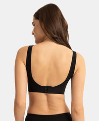 Wirefree Unicup Design Padded Soft Touch Microfiber Elastane High Coverage Bonded Tech T-Shirt Bra - Black