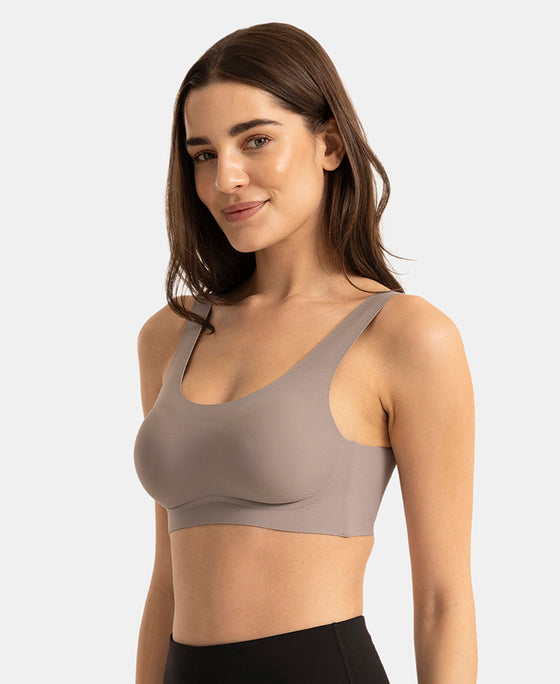 Wirefree Unicup Design Padded Soft Touch Microfiber Elastane High Coverage Bonded Tech T-Shirt Bra - Grey