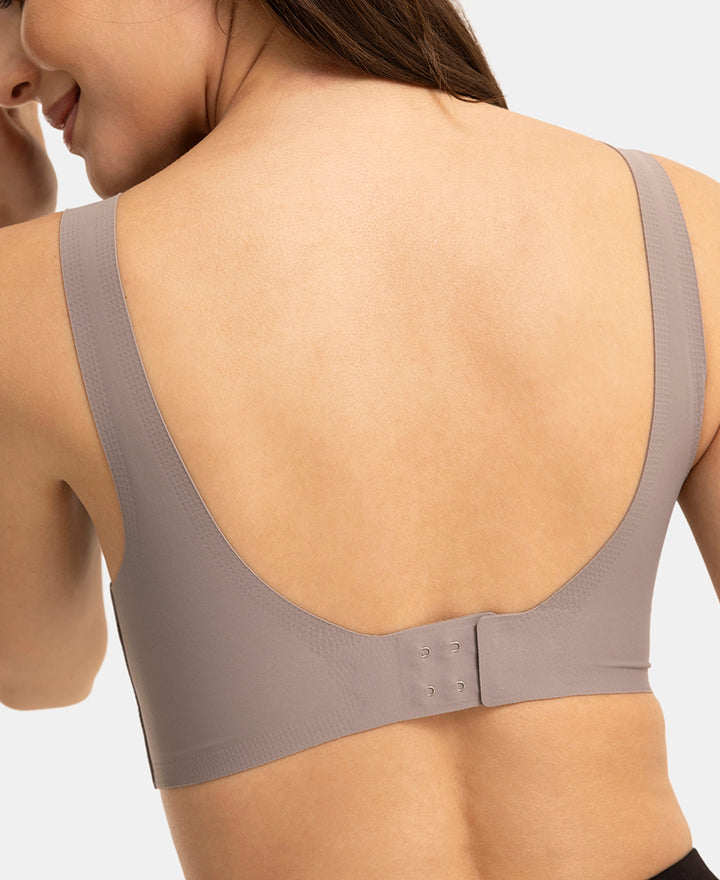 Wirefree Unicup Design Padded Soft Touch Microfiber Elastane High Coverage Bonded Tech T-Shirt Bra - Grey