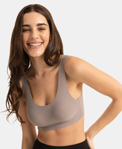 Wirefree Unicup Design Padded Soft Touch Microfiber Elastane High Coverage Bonded Tech T-Shirt Bra - Grey