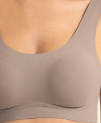 Wirefree Unicup Design Padded Soft Touch Microfiber Elastane High Coverage Bonded Tech T-Shirt Bra - Grey