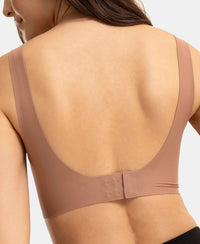 Wirefree Unicup Design Padded Soft Touch Microfiber Elastane High Coverage Bonded Tech T-Shirt Bra - Sand