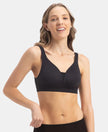 Wirefree Padded Soft Touch Microfiber Elastane Stretch Full Coverage T-Shirt Bra with Longline Styling - Black
