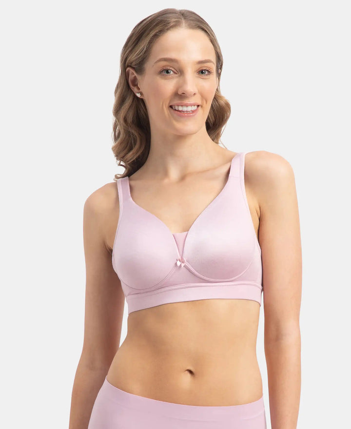 Wirefree Padded Soft Touch Microfiber Elastane Stretch Full Coverage T-Shirt Bra with Longline Styling - Fragrant Lilac