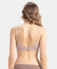 Wirefree Padded Soft Touch Microfiber Elastane Stretch Full Coverage T-Shirt Bra with Longline Styling - Mocha