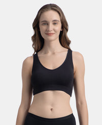 Wirefree Padded Tencel Micro Modal Elastane Stretch Full Coverage Lounge Bra with Concealed Underband - Black