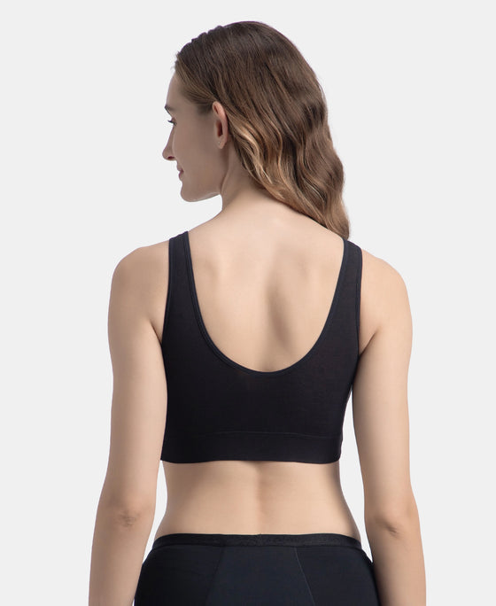 Wirefree Padded Tencel Micro Modal Elastane Stretch Full Coverage Lounge Bra with Concealed Underband - Black