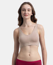 Wirefree Padded Tencel Micro Modal Elastane Stretch Full Coverage Lounge Bra with Concealed Underband - Mocha