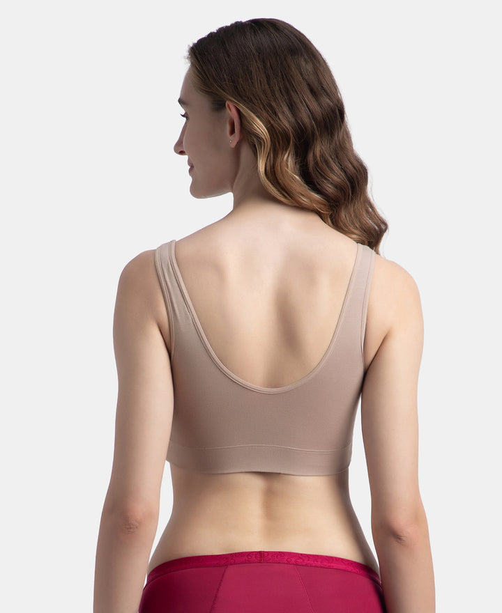Wirefree Padded Tencel Micro Modal Elastane Stretch Full Coverage Lounge Bra with Concealed Underband - Mocha