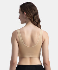Wirefree Padded Tencel Micro Modal Elastane Stretch Full Coverage Lounge Bra with Concealed Underband - Skin