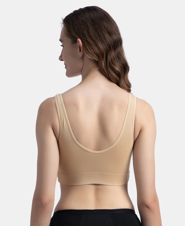 Wirefree Padded Tencel Micro Modal Elastane Stretch Full Coverage Lounge Bra with Concealed Underband - Skin