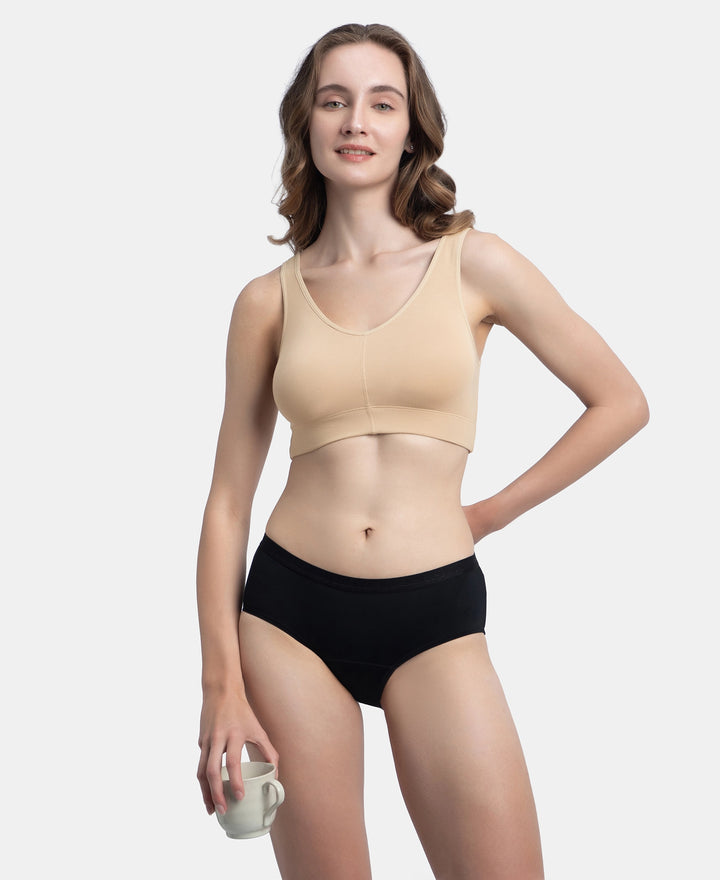 Wirefree Padded Tencel Micro Modal Elastane Stretch Full Coverage Lounge Bra with Concealed Underband - Skin