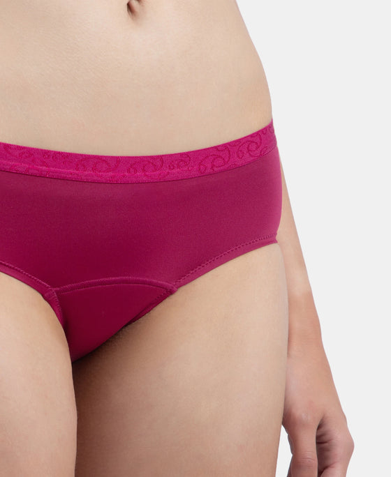 Pack of 2 Tactel Microfiber Elastane Stretch Period Panty with Leak Proof Inner Absorbent Layer and StayFresh Treatment - Anemone
