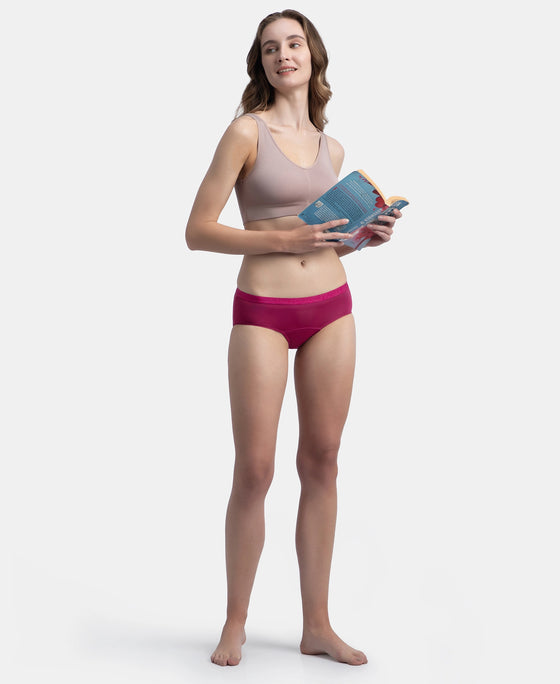 Tactel Microfiber Elastane Stretch Period Panty with Leak Proof Inner Absorbent Layer and StayFresh Treatment - Anemone