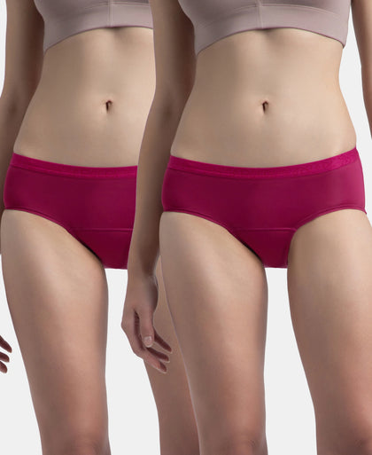 Pack of 2 Tactel Microfiber Elastane Stretch Period Panty with Leak Proof Inner Absorbent Layer and StayFresh Treatment - Anemone