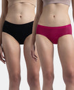 Pack of 2 Tactel Microfiber Elastane Stretch Period Panty with Leak Proof Inner Absorbent Layer and StayFresh Treatment - Anemone & Black