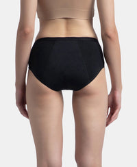 Tactel Microfiber Elastane Stretch Period Panty with Leak Proof Inner Absorbent Layer and StayFresh Treatment - Black