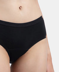 Tactel Microfiber Elastane Stretch Period Panty with Leak Proof Inner Absorbent Layer and StayFresh Treatment - Black