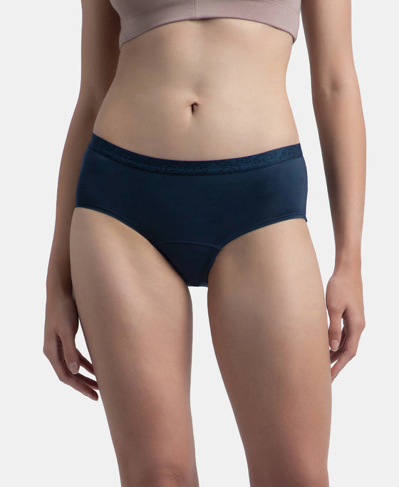 Tactel Microfiber Elastane Stretch Period Panty with Leak Proof Inner Absorbent Layer and StayFresh Treatment - Navy