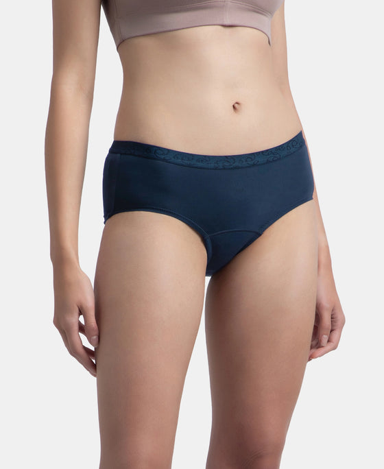 Tactel Microfiber Elastane Stretch Period Panty with Leak Proof Inner Absorbent Layer and StayFresh Treatment - Navy