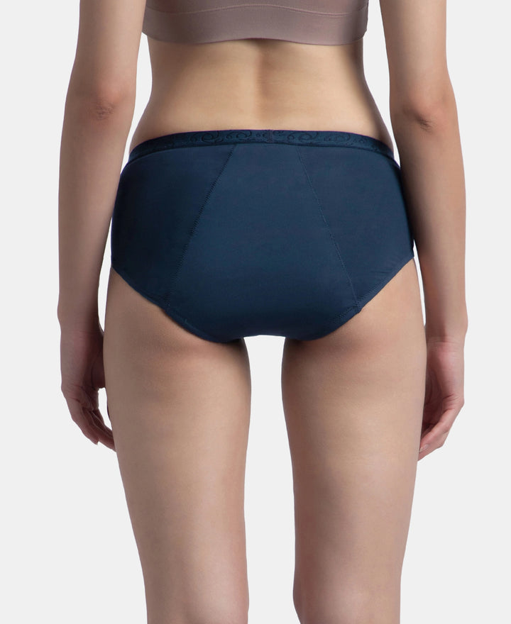 Pack of 2 Tactel Microfiber Elastane Stretch Period Panty with Leak Proof Inner Absorbent Layer and StayFresh Treatment - Black & Navy
