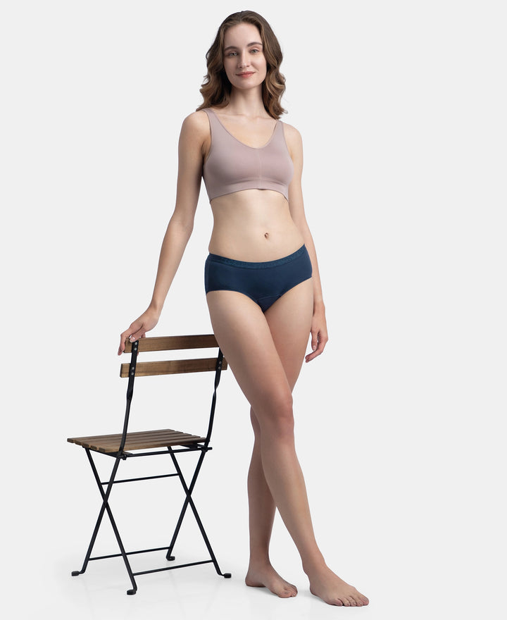 Tactel Microfiber Elastane Stretch Period Panty with Leak Proof Inner Absorbent Layer and StayFresh Treatment - Navy
