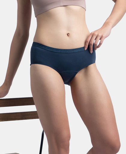 Tactel Microfiber Elastane Stretch Period Panty with Leak Proof Inner Absorbent Layer and StayFresh Treatment - Navy