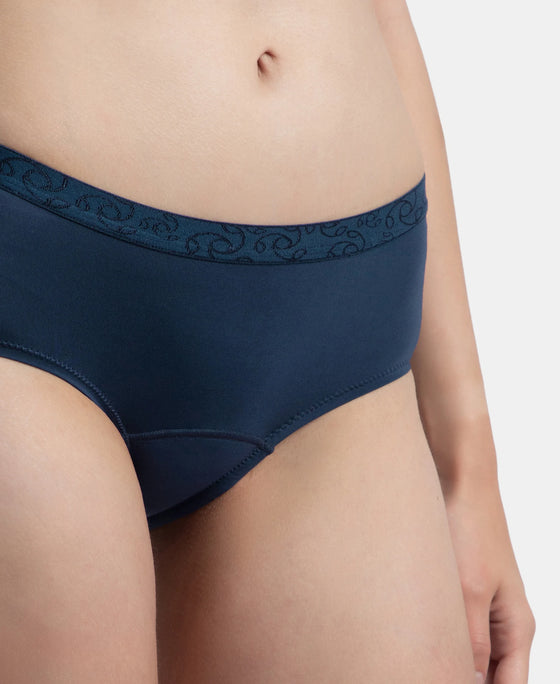 Pack of 2 Tactel Microfiber Elastane Stretch Period Panty with Leak Proof Inner Absorbent Layer and StayFresh Treatment - Black & Navy